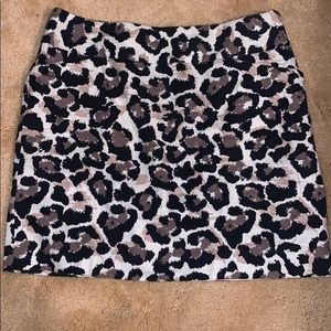 Loft Side Zip Animal Print Skirt, Size 6P